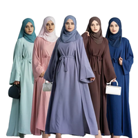 Dropshipping Abaya Dubai Plain 2 Piece Abaya Set Cardigan Turquie Dubai Prière Vêtements Femmes Modeste Musulman Sets Abaya Dubai 2025