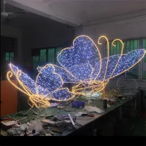 3D große beleuchtete Schmetterling Weihnachten Engel Hof Dekorationen Schneeflocke führte Bogen Licht Motiv Lichter Weihnachts dekoration im Freien