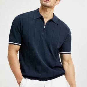 Polo pour homme de haute qualité, col formel décontracté, blanc et bleu marine, taille européenne, en stock - Product Image 1