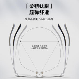 Lunettes de vue demi-cerclées en titane pur pour hommes Danyang, monture rectangulaire légère avec verres en acrylique, modèle 6080, monture tendance - Product Image 5