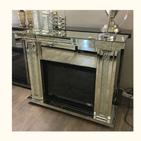 Mueble de TV Moderno de Alta Calidad con Espejo Plateado, Panel de Madera MDF Contemporáneo, Diseño de Chimenea para Sala de Estar, Apartamento, Hotel, Hogar 1