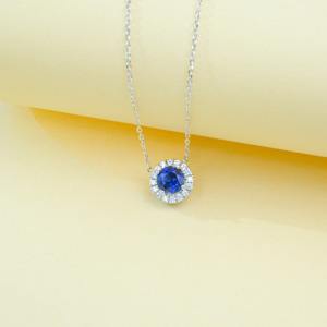 Collar con Colgante de Zafiro Cultivado en Laboratorio, Plata de Ley 925, Joyería Fina de Lujo para Uso Diario, Fiestas y Eventos Nocturnos, Joyería para Mujer - Product Image 4
