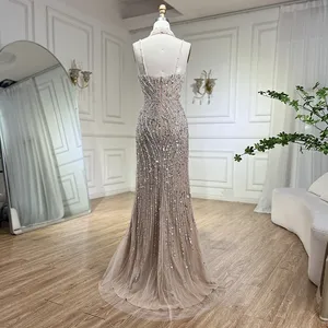 Serena collina argento Nude sirena Spaghetti con cinturino Modulare abiti da sera con perline abiti da ballo per feste 2024 LA72047B personalizzati - Product Image 4