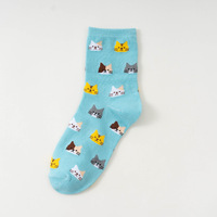 Vente en gros de chaussettes mignonnes en coton pour filles et femmes, tendances chat et animaux cartoon pour femmes