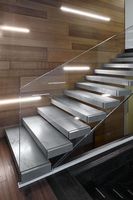 Led d'escalier flottantes en chêne massif, nouveau, éclairage d'intérieur moderne avec balustrade en verre, 50 mm d'épaisseur, pour Villa