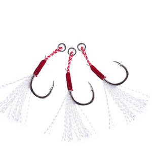 ALPHA Personnalisé 10 # -20 #   Hameçons d'assistance pour carpes en acier à haute teneur en carbone avec plume brillante pour l'eau salée - Product Image 2