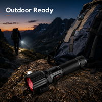 Lampe torche laser rechargeable USB Type-C W5197 en alliage d'aluminium 18650, étanche IP54, 400 lumens, marteau de sécurité, intensité réglable