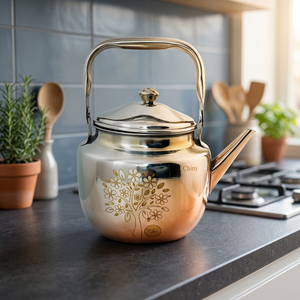 Tea Kettle With <b>Lid</b> Metal Handle Floral Design Water <b>Pot</b> For Kitchen Use - Product Image 3