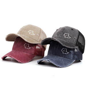 Biểu Tượng Tùy Chỉnh Chất Lượng Cao Ngoài Trời 6 Bảng Điều Chỉnh Thêu Rửa Cổ Điển Phá hủy Có Thể Điều Chỉnh Cong Brim Tùy Chỉnh <span class=keywords><strong>Trucker</strong></span> Mũ - Product Image 1