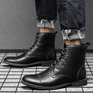 Bottes en cuir vintage pour hommes, bottes hautes, durables, confortables, grandes tailles 38-48, bottes rétro - Product Image 3
