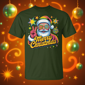 T-shirt in stile anni '70 con Babbo Natale che saluta, in stile Groovy Christmas - Product Image 3