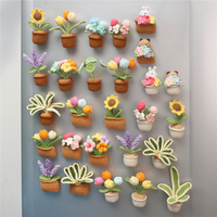 Nouveautés : Élégant petit pot de fleurs en crochet magnétique pour la Fête des Mères, Pâques, Noël, décoration de réfrigérateur et tableau blanc