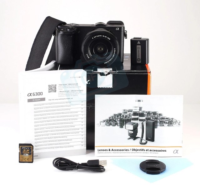 HFT Professional A6300 + 16-50mm Lens Mirrorless Action Camera HD 4K UHD Video DSLR Digital Lens SD Memory Card for Photography