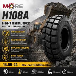ยาง OTR ใหม่ ขนาด 14.00-24 รุ่น H108A E-3/L-3 พร้อมยางใน สำหรับรถดันดิน รถดัมพ์ รถขุดเหมือง งานก่อสร้าง - Product Image 1