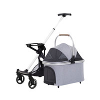 Vente en gros d'usine de luxe Roue de voyage pour animaux de compagnie Poussette Chien Chat Chariot de transport Quatre tours Pliable avec une main Poussette pour chien