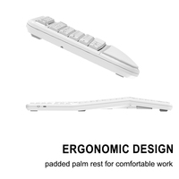 Clavier ergonomique sans fil 2,4 G rechargeable par USB, 105 touches, avec repose-poignets rembourré, repose-mains et touches multimédias