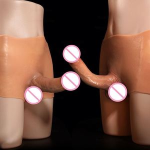 Pantalons de pénis insérables jouets sexuels pour femmes hommes sous-vêtements sensation de peau creux/solide Silicone lesbienne Strapon gode culotte - Product Image 4