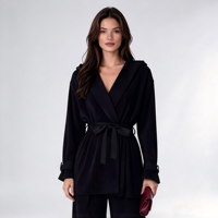 Vente en gros directe de la source : Veste plissée élégante à capuche taille unique pour femme, idéale pour l'automne