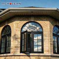 Ventana Americana Personalizada RICHOCEAN de Aluminio con Rejilla, Ventanas Panorámicas Impermeables de Doble Vidrio Templado