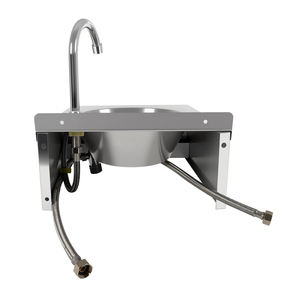 อ่างล้างจานสแตนเลสติดผนังสำหรับครัวเชิงพาณิชย์ ควบคุมด้วยระบบเข่า ผิวสัมผัสด้านแบบปัดเงา ได้รับการรับรองมาตรฐาน NSF รับน้ำหนักได้ 300 กก./ตร.ม. - Product Image 4