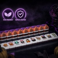 Jeu de Mahjong Américain Thème Halloween Moderne : Tuiles de Mahjong Effrayantes en Acrylique Luxe Dégradé Violet Orange pour Fête