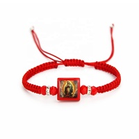 Bracelet en gros de Notre-Dame de Guadalupe rouge, fait main, religieux, catholique, tressé, lot de 12 pièces, bijoux cadeau chrétien