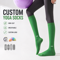 Chaussettes de yoga personnalisées, antidérapantes, avec logo personnalisé, compression, coton élastique, chaussettes de pilates pour femmes