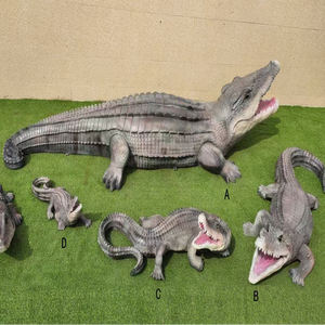 Escultura de <span class=keywords><strong>animal</strong></span> de cocodrilo de resina de fibra de vidrio gigante de jardín personalizado con dispositivo deslizante de cabeza de cocodrilo - Product Image 4