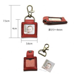 Portable PU Leather Photo Keychain Necklace Personalized Photo Case Locket Pendant Baby Shower Birthday Personalized <b>Gift</b> - Product Image 3
