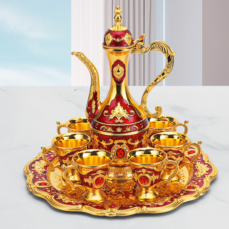 (Small shell wine set) Gold and red