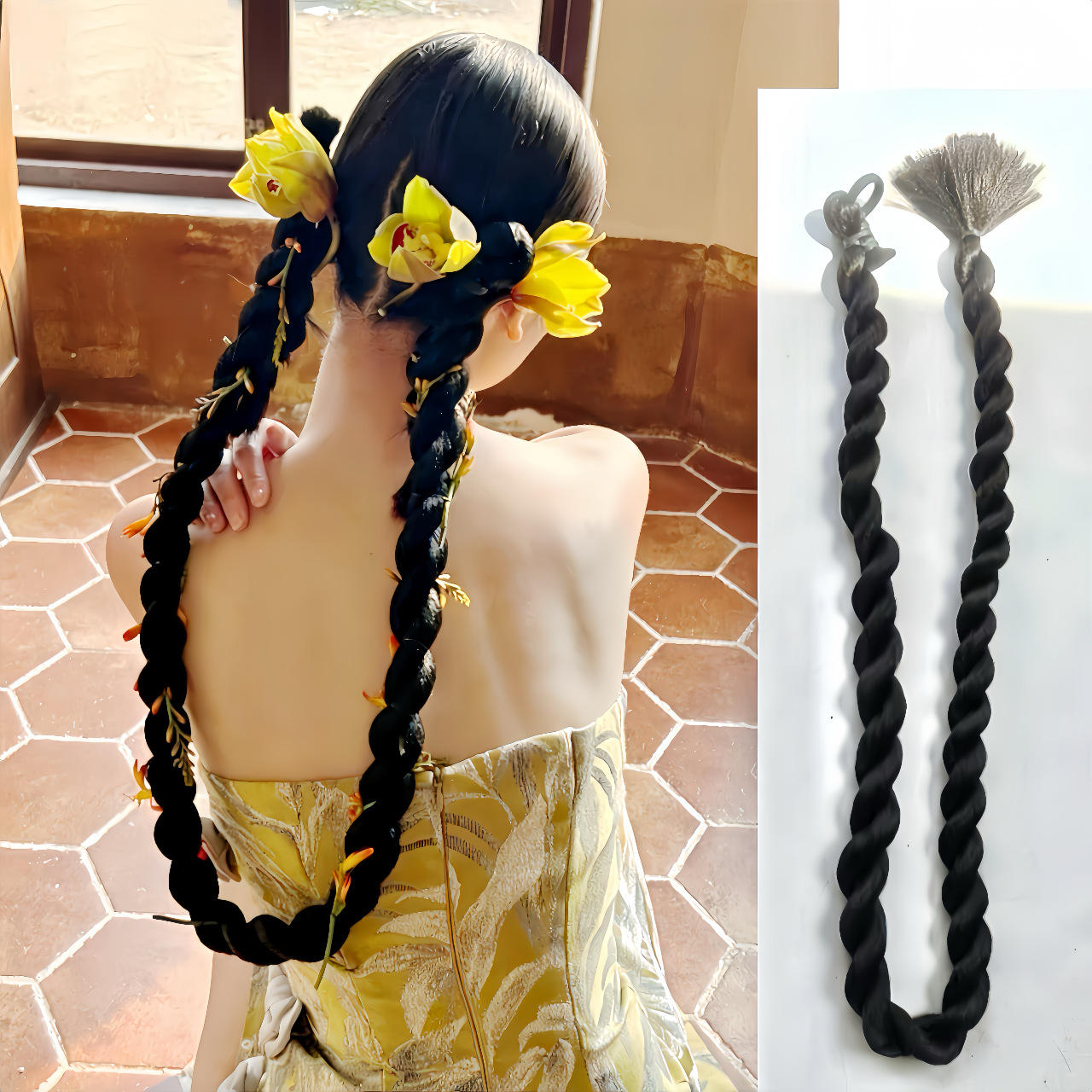 ผมเปียบิด [สีดำธรรมชาติ] 105 ซม.