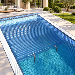 Couverture de <span class=keywords><strong>piscine</strong></span> en polycarbonate isolante thermiquement, transparente bleue, <span class=keywords><strong>4x8</strong></span>, motorisée - Product Image 1