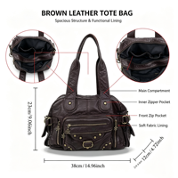 Sac fourre-tout rétro Y2K style Hot Girl avec rivets, grande capacité, multi-poches, sac à bandoulière simple pour la rue
