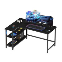 Bureau d'angle populaire pour le télétravail et le gaming, grand bureau d'ordinateur en L blanc et noir