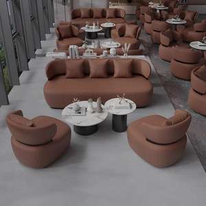 Conjunto de Sofás de Oficina con Sillas y Mesa para Área de Recepción, Cómodos, de Cuero Ecológico, con Esponja de Alta Densidad - Product Image 4