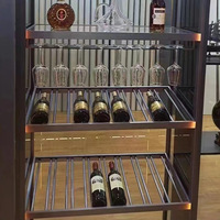 Étagère à vin en aluminium pour vente en gros, support mural pour verres, étagère moderne pour salon et hôtel, éclairage LED intégré, rangement pour vins