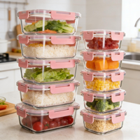 Paquet de 10 récipients de stockage des aliments en verre avec couvercles contenants de préparation de repas en verre hermétiques étanches pour le déjeuner sur le pouce