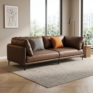 <span class=keywords><strong>Divano</strong></span> Vintage in Pelle Cerata Minimalista Italiano, Stile Mid-Century, Linea Dritta, in Vera Pelle Bovina di Prima Qualità, per Soggiorno Artistico - Product Image 3