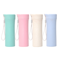 Mug de voyage en PP monocouche à boire directement, coloré, portable, pour étudiants, cadeau promotionnel, avec sangle de transport pour les voyages