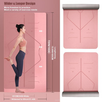 Tapis de yoga antidérapant en TPE 6 mm/8 mm 183 cm avec ligne de positionnement pour la remise en forme à domicile, la gymnastique, le Pilates et le sport, avec sac de transport