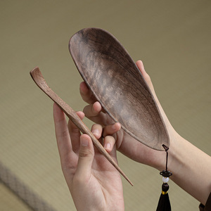 Ebony Solid Wood <b>Tea</b> Scoop Set Oval Shape Kung Fu <b>Tea</b> Ceremony Accessories With <b>Tea</b> <b>Tray</b> And Spoon For Afternoon <b>Tea</b> - Product Image 3