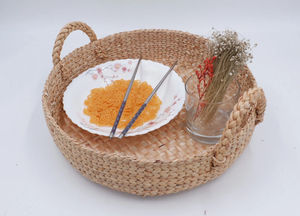 Bandeja Redonda Tejida a Mano de Jacinto de Agua, Cesta Decorativa de Fibra Trenzada para Organización de Cocina y Escritorio - Product Image 4