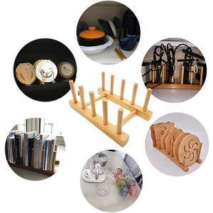 Escurridor de platos de madera de bambú Natural, estante de secado de platos, soporte para tapa de olla, organizador de cocina respetuoso con el medio ambiente - Product Image 3