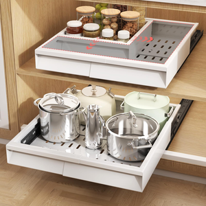 Tiroir coulissant en acier au carbone pour couverts, étagère de rangement extensible pour armoire de salle de bain et de cuisine - Product Image 1