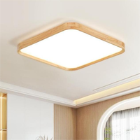 Plafonnier LED rond moderne et minimaliste, fin, écologique, à montage en surface, en bois, à intensité variable, pour chambre et salon