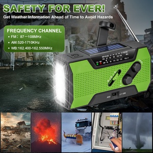 防災ラジオ 手回し充電 ソーラー 5000mAh バッテリー LEDライト付き SOS警報器 多機能ポータブルラジオ - Product Image 6