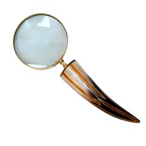 Loupe antique en résine avec poignée ronde en os sculptée à la main, écologique, FAIZA CRAFT FC-9655 - Product Image 1