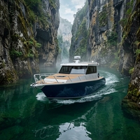 Perahu Sport Fishing Aluminium Kelas Laut 9m dengan Konsol Tengah dan Mesin Luar (350-500HP), Kabin Tertutup untuk Berlayar di Sungai