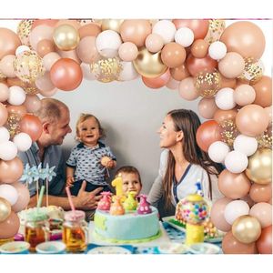 Hstyle 129 יחידות בלונים סומק ערכת קשת זר 12 אינץ' 10 אינץ' 5 אינץ' אפרסק רוז זהב פסטל כתום קונפטי לטקס בלונים מתכתיים <span class=keywords><strong>ST106</strong></span> - Product Image 3