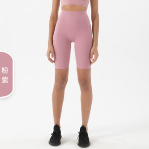 Vente en gros Short de motard pour femme taille haute ultra doux, couleur nude, haute élasticité, taille plus, short de yoga pour femme avec logo personnalisé - Product Image 6
